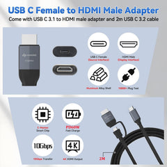 USB-C to HDMI+USB-C Screen Mirroring Cable