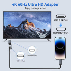 USB-C to HDMI+USB-C Screen Mirroring Cable